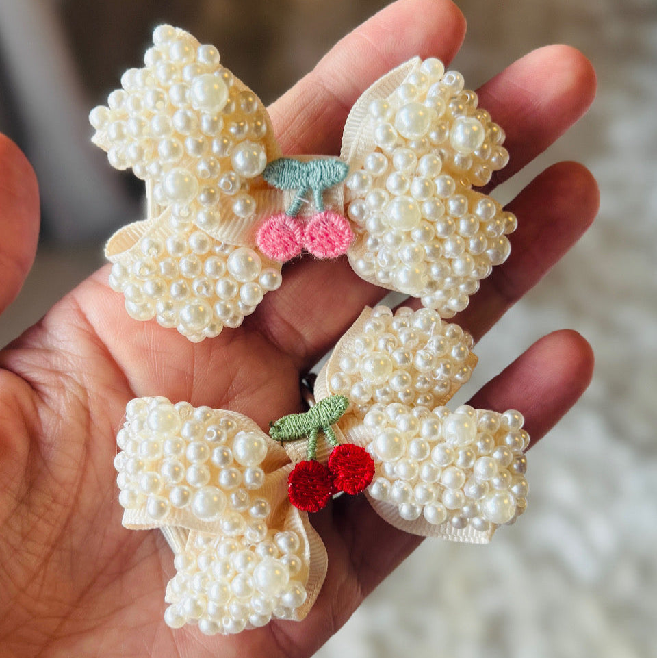 Cherry Bow Hair Clip