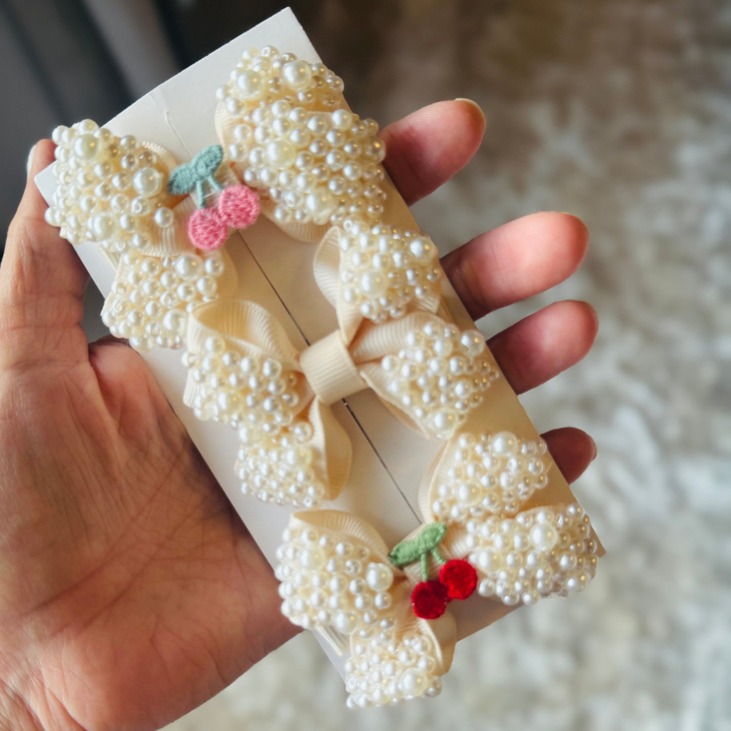 Cherry Bow Hair Clip