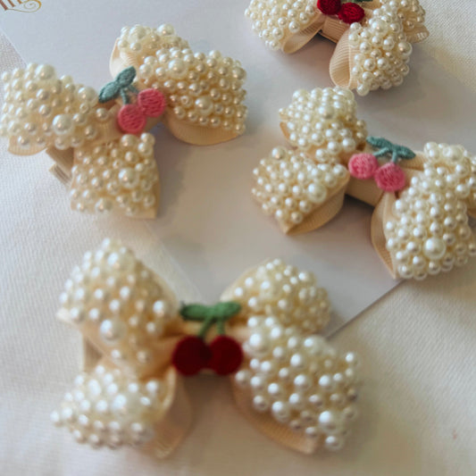 Cherry Bow Hair Clip